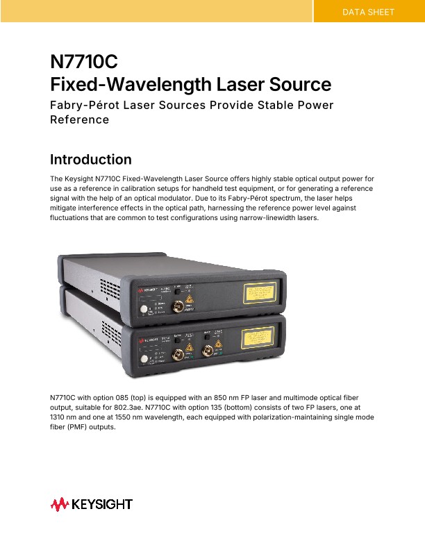 lnlnページ N7710C Fixed-Wavelength Laser Source | Keysight